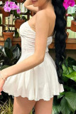 Pink Sexy Backless Strapless A Line Dresses
