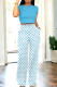 Sky Blue Casual Dot Patchwork Pocket O Neck Short Sleeve Two Pieces