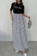 Black White Casual Letter Patchwork O Neck Short Sleeve Two Pieces