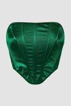 Ink Green Sexy Backless Strapless Tops