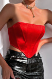 Rose Red Sexy Backless Strapless Tops