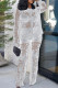 White Sexy Lace Buckle Turndown Collar Long Sleeve Two Pieces
