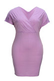 Black Elegant Patchwork Pearl Zipper V Neck Pencil Skirt Plus Size Dresses