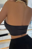Black Sexy Backless Strapless Tops