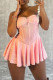 Pink Sexy Backless Strapless A Line Dresses