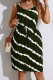 Ink Green Elegant Striped Bandage Patchwork U Neck Straight Plus Size Dresses