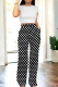 Black Casual Dot Patchwork Pocket O Neck Short Sleeve Two Pieces