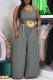Grey Casual Solid Hollowed Out O Neck Sleeveless Two Pieces
