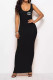 Black Casual Daily Letter Print U Neck Vest Dresses