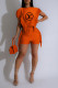 Orange Casual Letter Print Tassel O Neck Two Pieces