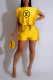 Yellow Casual Letter Print Tassel O Neck Two Pieces