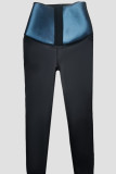 Blue Casual Sportswear Solid Color Patchwork