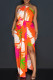 Orange Sexy Casual Print Bandage Backless Halter Long Dresses