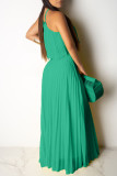 Burgundy Celebrities Solid Color Backless Pleated Patchwork Halter Sleeveless Two Pieces