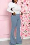 Rose Red Casual Solid Color Basic O Neck Long Sleeve Two Pieces