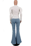 Rose Red Casual Solid Color Basic O Neck Long Sleeve Two Pieces
