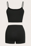Black Street American Flag Letter Print Backless Patchwork Spaghetti Strap Sleeveless Two Pieces