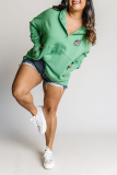 Mint green Casual Skull Finger Buckle Hooded Tops