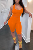 Red Fashion Casual Solid Basic U Neck Sleeveless Two Pieces