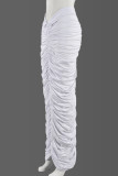 White Street Solid Color Ruched Patchwork Regular Low Waist Patchwork Bottoms