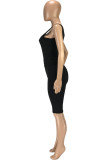 Red Fashion Casual Solid Basic U Neck Sleeveless Two Pieces
