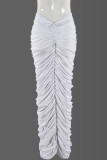 White Street Solid Color Ruched Patchwork Regular Low Waist Patchwork Bottoms