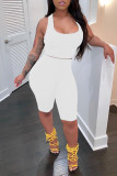 Red Fashion Casual Solid Basic U Neck Sleeveless Two Pieces