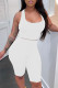 White Fashion Casual Solid Basic U Neck Sleeveless Two Pieces