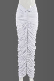 White Street Solid Color Ruched Patchwork Regular Low Waist Patchwork Bottoms