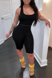 Red Fashion Casual Solid Basic U Neck Sleeveless Two Pieces