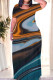 Cyan Casual Print Patchwork O Neck Long Dresses