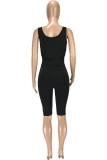Red Fashion Casual Solid Basic U Neck Sleeveless Two Pieces