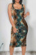 Multicolor Casual Gradient Print Contrast U Neck Printed Dresses