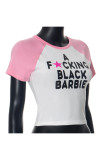 Powder White Casual Print Patchwork O Neck T-Shirts