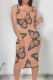 Ginger Casual Butterfly Print Contrast U Neck Printed Dresses
