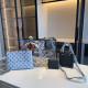 Blue Casual Street Letter Print See-Through Patchwork Bags