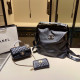 Black Casual Daily Solid Color Metal Accessories Trim Patchwork Bags
