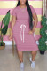 Pink Fashion Sweet Red Black Grey Blue Green Pink Yellow Light Blue fuchsia Light Green Cap Sleeve Short Sleeves O neck Pencil Dress Mid-Calf Solid Dresses