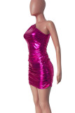 Black Street Solid Color Patchwork Oblique Collar Wrapped Skirt Dresses