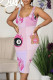 Black Pink Cartoon Print Letter Print Fruit Print Patchwork U Neck Printed Dresses