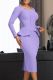 Purple Casual Solid Patchwork Square Collar Long Sleeve Dresses
