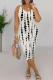 Cream White Casual Tie Dye Patchwork Spaghetti Strap Sling Dresses