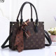 Black Brown Street Letter Print Zipper Patchwork Bags