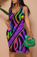 Purple Casual Geometric Print Animal Print Flowers Contrast U Neck Printed Dresses