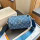 The cowboy blue Casual Street Letter Metal Accessories Trim Zipper Bags
