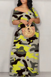 Tibetan Blue Casual Geometric Print Butterfly Print Contrast Off Shoulder Printed Dresses