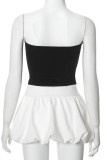 White Sexy Casual Solid Color Backless Strapless Sleeveless Two Pieces