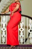 Red Sexy Formal Solid Color Slit Evening Dresses