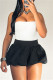 Black Sexy Casual Solid Color Backless Strapless Sleeveless Two Pieces