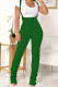 Green Street Solid Color Ruched Zipper Spaghetti Strap Skinny Jumpsuits
